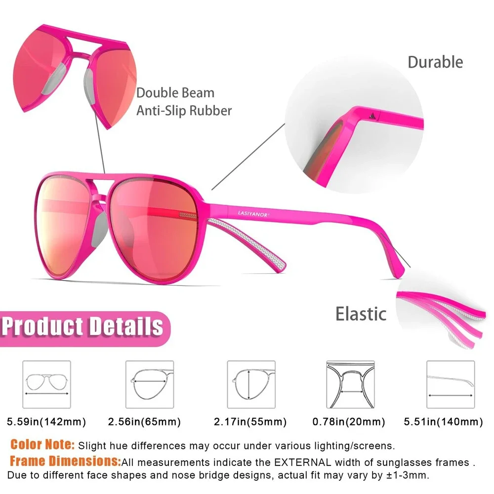 Lightweight Women's TAC Polarized Tinted Classic Vintage Retro 70s PINK